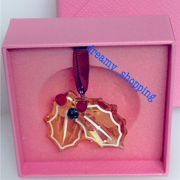 NIB Swarovski Holiday Cheers Gingerbread Holly Leaves Crystal Ornament #5656277 - Picture 1 of 10
